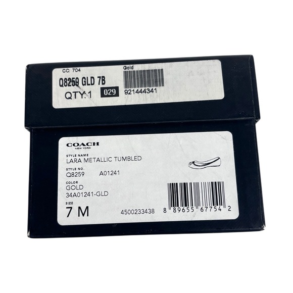 COACH LARA Q8259 METALLIC TUMBLED GOLD ROUND TOE HOLIDAY CLASSIC BALLERINA FLAT - Picture 13 of 13